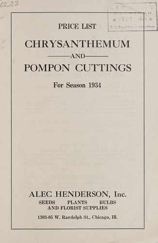 Chrysanthemum and pompom cuttings for season 1934