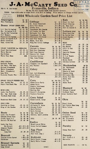 1934 wholesale garden seed price list