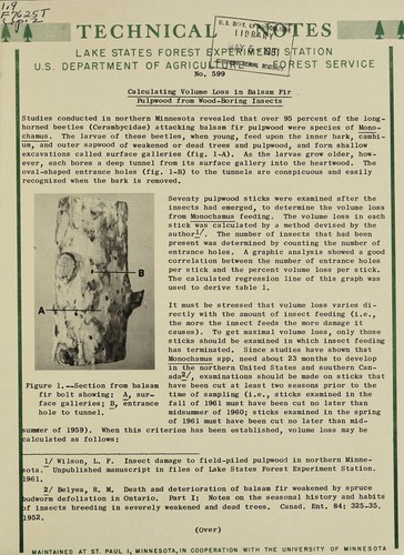 Calculating volume loss in balsam fir pulpwood from wood-boring insects