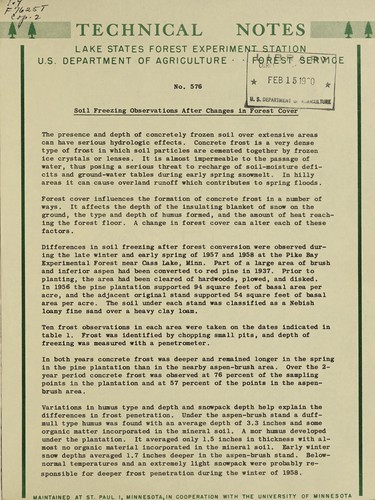 Soil freezing observations after changes in forest cover