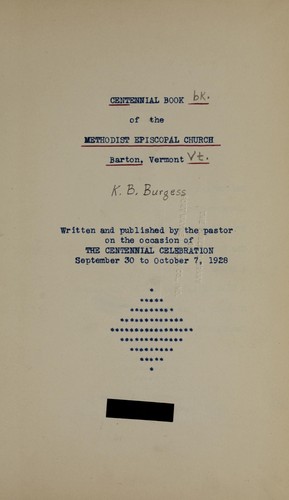 Centennial book of the Methodist Episcopal Church, Barton, Vermont