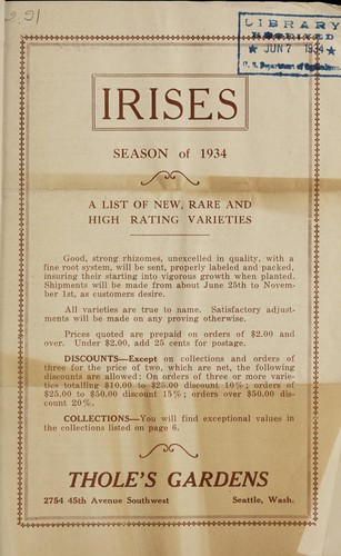 Irises, season of 1934