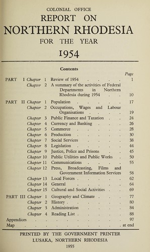 Annual report on Northern Rhodesia