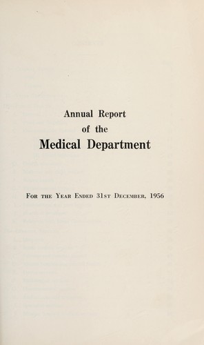 Annual report of the Medical Department