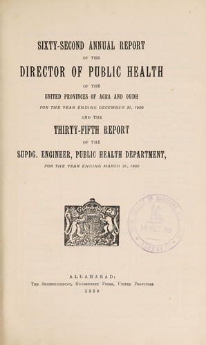 Annual report of the Director of Public Health of the United Provinces of Agra and Oudh