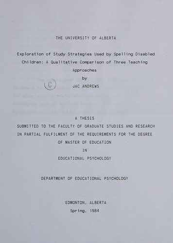 Exploration of study strategies used by spelling disabled children