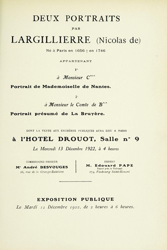 Deux portraits par Largillierre (Nicolas de)