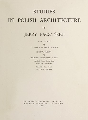 Studies in Polish architecture