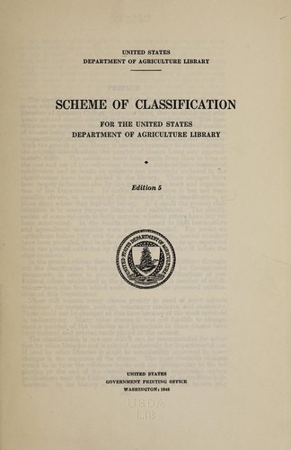 Scheme of classification for the United States Department of Agriculture Library