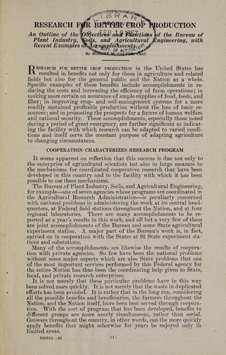 Research for better crop production