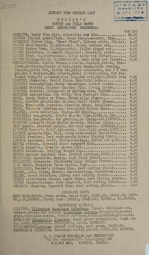 Weaver's potted and field grown hardy, herbaceous perennials