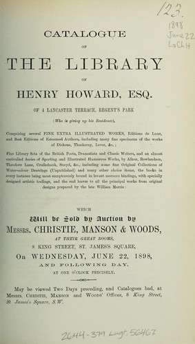 Catalogue of the library of Henry Howard, Esq. ...