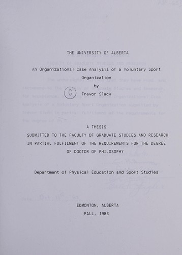 An organizational case analysis of a voluntary sport organization