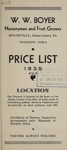 Price list, 1935