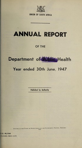 Annual report of the Department of Public Health