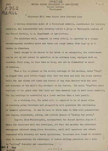 Miniature mill saws boards from six-inch logs