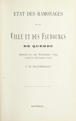 Etat des ramonages de la ville et des faubourgs de Québec