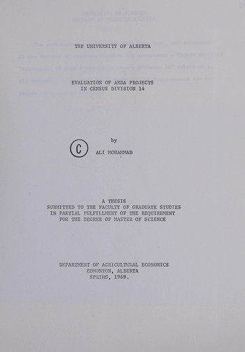 Evaluation of ARDA projects in census division 14