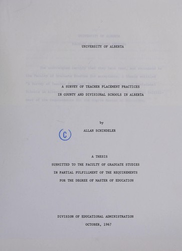A survey of teacher placement practices in county and divisional schools in Alberta
