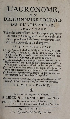 L'agronome, ou, Dictionnaire portatif du cultivateur