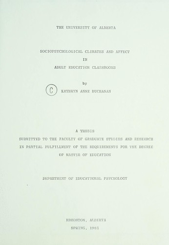 Sociopsychological climates and affect in adult education classrooms
