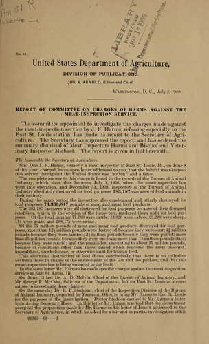 Report of committee on charges of [J.F.] Harms against meat-inspection service