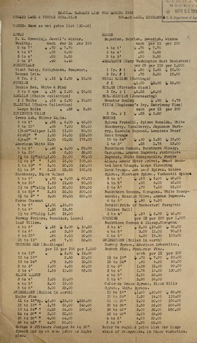 Special bargain list for spring 1936