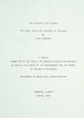 The legal status of teachers in Thailand