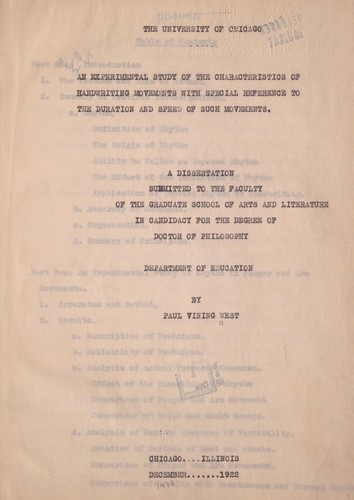 An experimental study of the characteristics of handwriting movements with special reference to the duration and speed of such movements