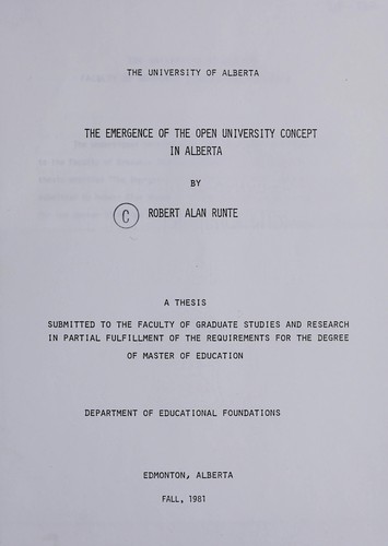The emergence of the open university concept in Alberta