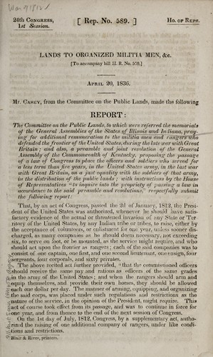 Lands to organized militia men