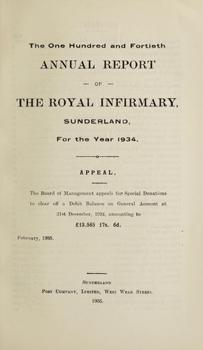 Annual report of the Royal Infirmary, Sunderland