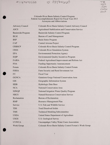 Colorado River Basin Salinity Control Program