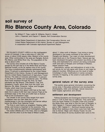 Soil survey of Rio Blanco County area, Colorado.