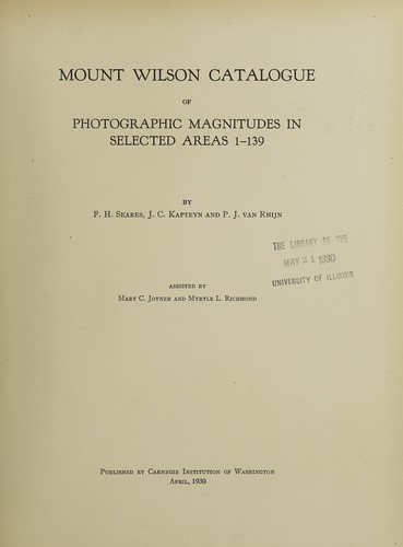 Mount Wilson catalogue of photographic magnitudes in selected areas 1-139