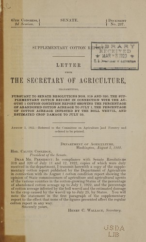 Supplementary cotton report