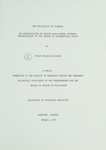 An investigation of senior high school students understanding of the nature of mathematical proof