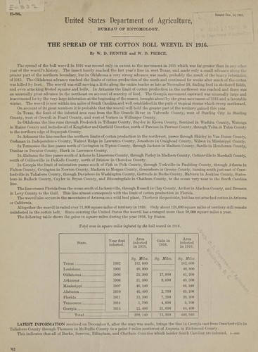 The spread of the cotton boll weevil in 1916