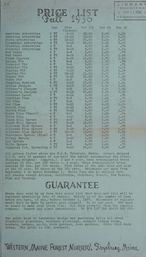 Price list, fall 1936