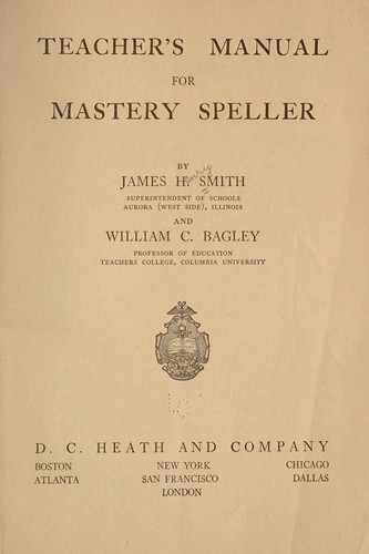 Teacher's manual for Mastery, speller