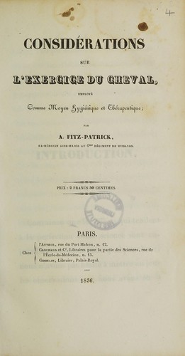 Consid©♭rations sur l'exercice du cheval