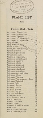 Plant list, 1937