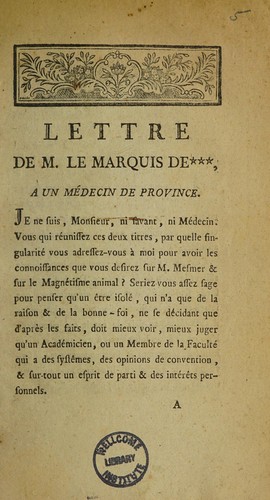Lettre de M. le Marquis de ***