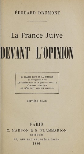 La France juive devant l'opinion