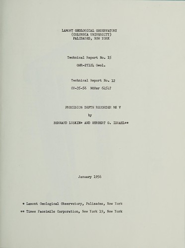 Precision depth recorder MK V