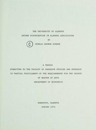 Income distribution in Alberta agriculture