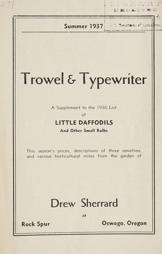 Trowel & typewriter, summer 1937