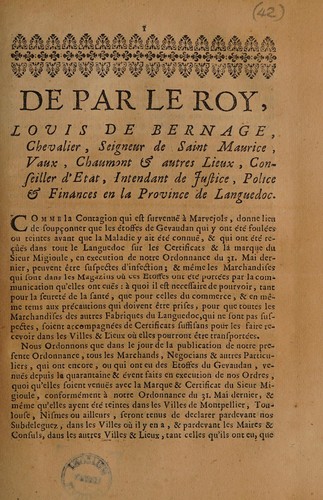 [Plague ordinance concerning cloth goods, 30 Aug. 1721.].