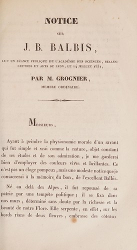 Notice sur J.B. Balbis