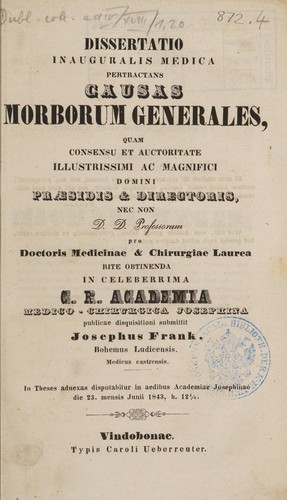 Dissertatio inauguralis medica pertractans causas morborum generales